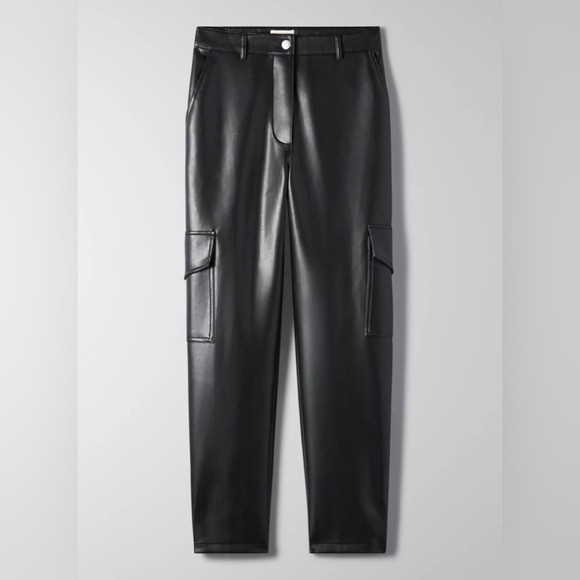 Aritzia || Wilfred Free Modern Cargo Pant Black Faux Leather 0 - Picture 1 of 12